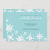 Polka Dot Snowflake Invitation Kaart (Voorkant / Achterkant)