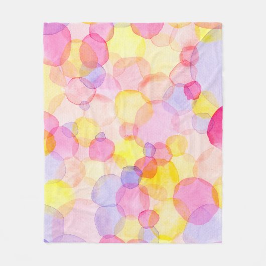Polka Dot Splash: Kleurrijke Waterverf Fleece Deken (Voorkant)
