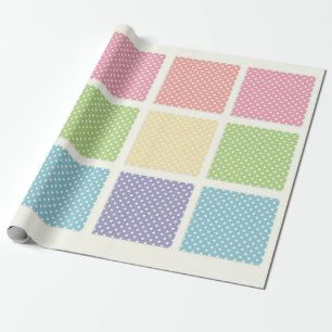 Polka Dot Squares, Pastel Cadeaupapier