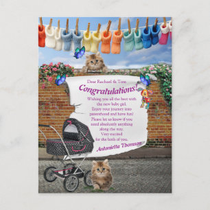 Polka-Dot Street Scene & Kittens Briefkaart