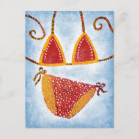 Polka Dot String Bikini-Briefkaart