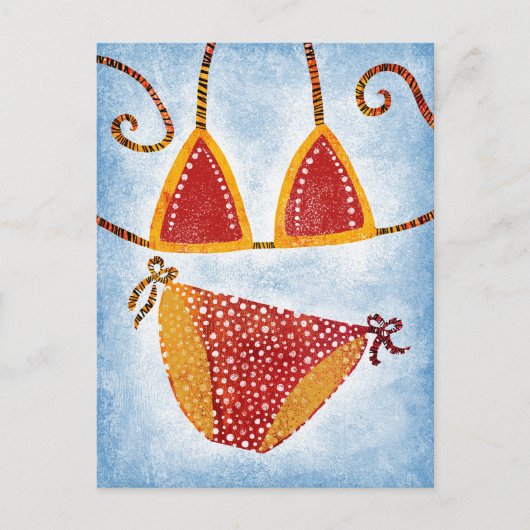 Polka Dot String Bikini-Briefkaart Briefkaart (Voorkant)