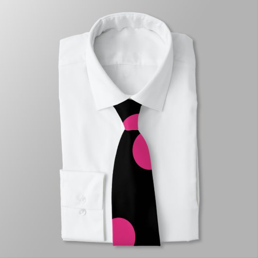 Polka Dot Stropdas (zwart en neonroze) (Gebonden)