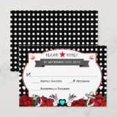 Polka Dot Tattoo Rockabilly Mariage Carte Rsvp (Devant / Derrière)