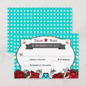 Polka Dot Tattoo Rockabilly Mariage Carte Rsvp (Devant / Derrière)