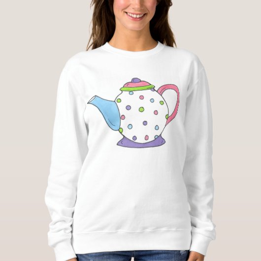 Polka Dot Tea Pot Teapot Tea Party Sweatshirt (Devant)