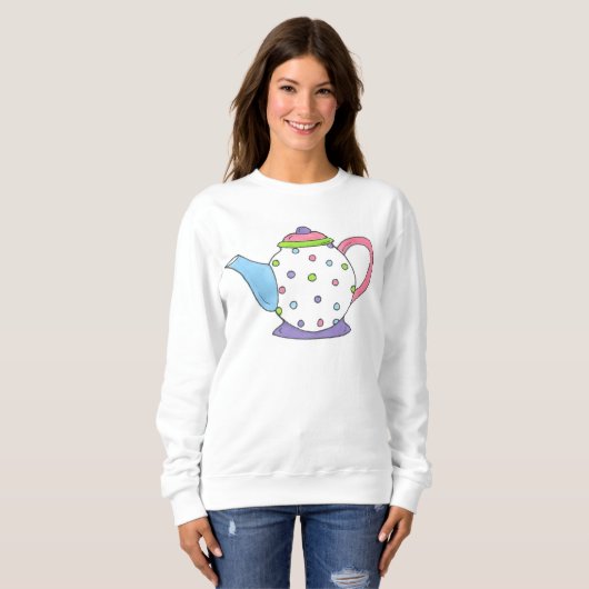Polka Dot Tea Pot Teapot Tea Party Sweatshirt (Devant entier)