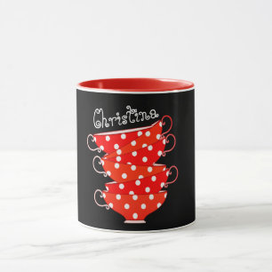  Polka dot Teacup Kitschy rood wit zwart Mok