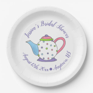Polka Dot Teapot Aftermiddag Tea Bridal Baby showe Papieren Bordje