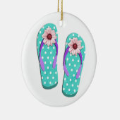 Polka Dot Teenslippers Keramisch Ornament (Rechts)