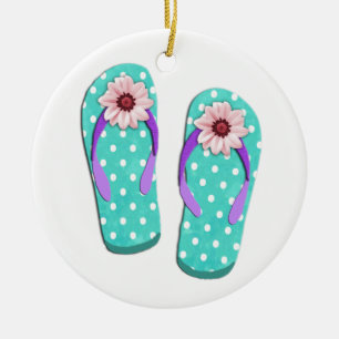 Polka Dot Teenslippers Keramisch Ornament