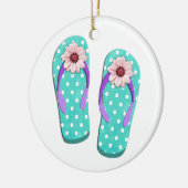 Polka Dot Teenslippers Keramisch Ornament (Links)