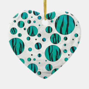 Polka Dot Tiger Black en Blauwgroen afdrukken Keramisch Ornament