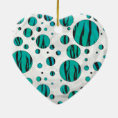 Polka Dot Tiger Black en Blauwgroen afdrukken Keramisch Ornament (Achterkant)