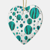 Polka Dot Tiger Black en Blauwgroen afdrukken Keramisch Ornament (Links)