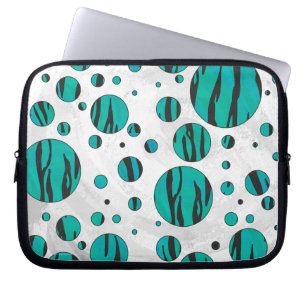 Polka Dot Tiger Black en Blauwgroen afdrukken Laptop Sleeve