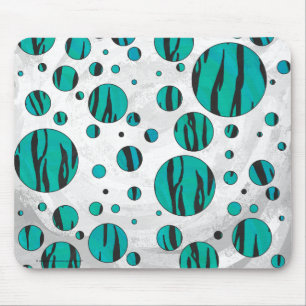 Polka Dot Tiger Black en Blauwgroen afdrukken Muismat