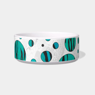 Polka Dot Tiger Black en Blauwgroen afdrukken Voerbakje