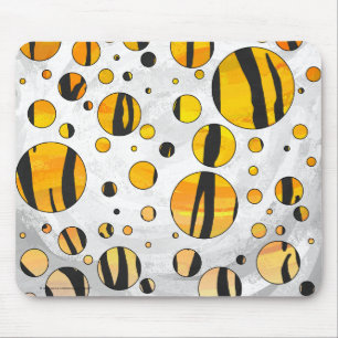 Polka Dot Tiger Black en Oranje print Muismat