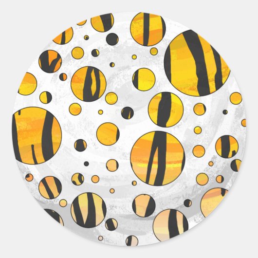 Polka Dot Tiger Black en Oranje print Ronde Sticker (Voorkant)