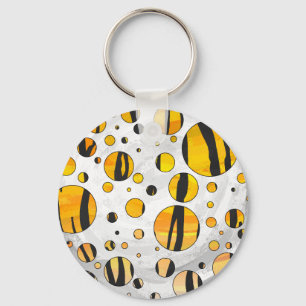 Polka Dot Tiger Black en Oranje print Sleutelhanger