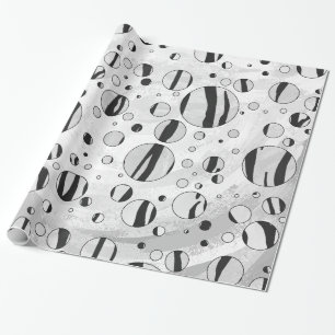 Polka Dot Tiger Black en White Print Cadeaupapier