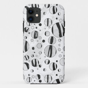 Polka Dot Tiger Black en White Print iPhone 11 Hoesje