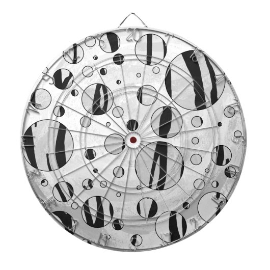 Polka Dot Tiger Black en White Print Dartbord (Voorkant)