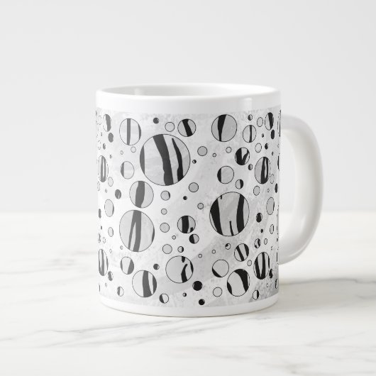 Polka Dot Tiger Black en White Print Extra Grote Mok (Voorkant rechts)