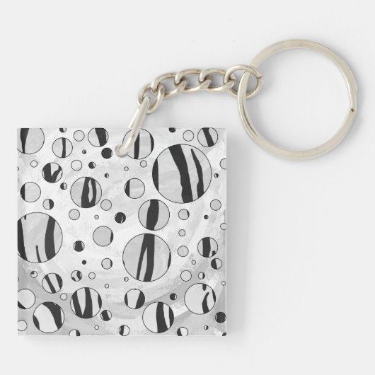 Polka Dot Tiger Black en White Print Sleutelhanger (Achterkant)