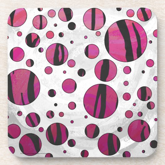 Polka Dot Tiger Hot Pink en Black Print Bier Onderzetter (Voorkant)