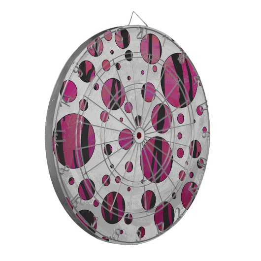 Polka Dot Tiger Hot Pink en Black Print Dartbord (Voorkant Links)