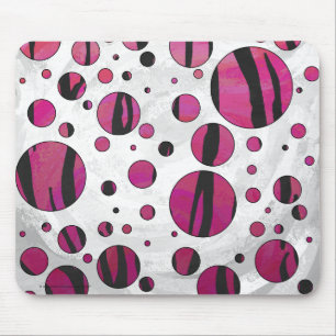 Polka Dot Tiger Hot Pink en Black Print Muismat