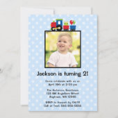 Polka Dot Train Anniversaire Boy Photo Invitations (Devant)