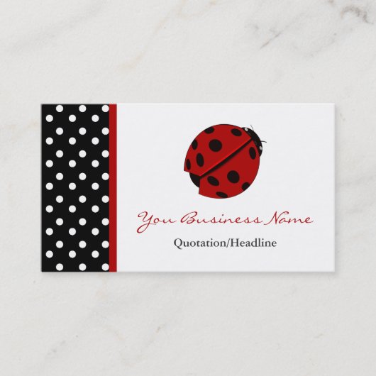 Polka Dot Trimmed Lady Bug Visitekaartjes (Voorkant)