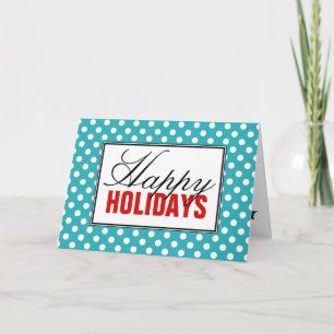 Polka Dot Turquoise avec carte Red Happy Holidays