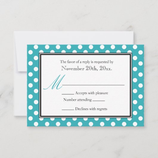 Polka Dot Turquoise & Blanc RSVP Cartes de réponse (Devant)