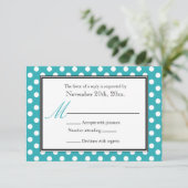Polka Dot Turquoise & Blanc RSVP Cartes de réponse (Debout devant)