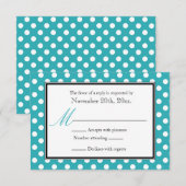 Polka Dot Turquoise & Blanc RSVP Cartes de réponse (Devant / Derrière)