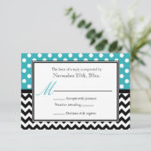Polka Dot Turquoise & Cartes de Réponse Chevron (Debout devant)