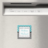 Polka Dot Turquoise & Chevron Save the Date Magnet Magneet (Insitu (Vaatwasser))