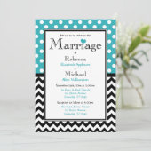 Polka Dot Turquoise & Chevron Wedding Invitations (Debout devant)