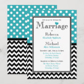 Polka Dot Turquoise & Chevron Wedding Invitations (Devant / Derrière)