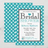 Polka Dot Turquoise Coeur nuptiale Invitation (Devant / Derrière)
