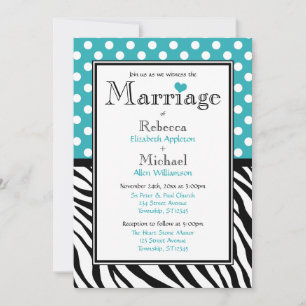 Polka Dot Turquoise Zebra Faire-part de mariage d'