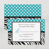 Polka Dot Turquoise & Zebra Imprimer Cartes de Rép (Devant / Derrière)