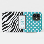 Polka Dot Turquoise & Zebra Print iPhone 5 Hoesje (Achterkant (horizontaal))