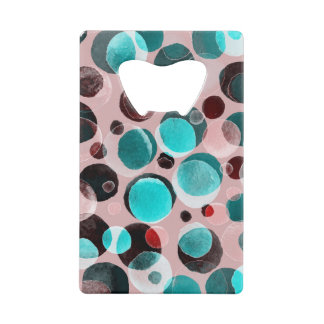 Polka dot waterverf, abstract patroon. kredietkaart flessenopener