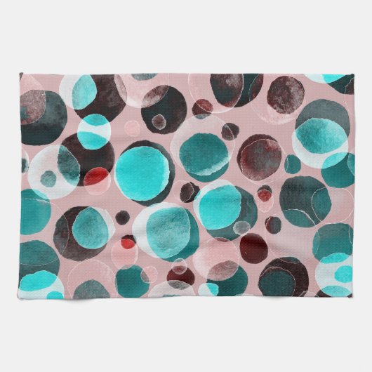 Polka dot waterverf, abstract patroon. theedoek (Horizontaal)