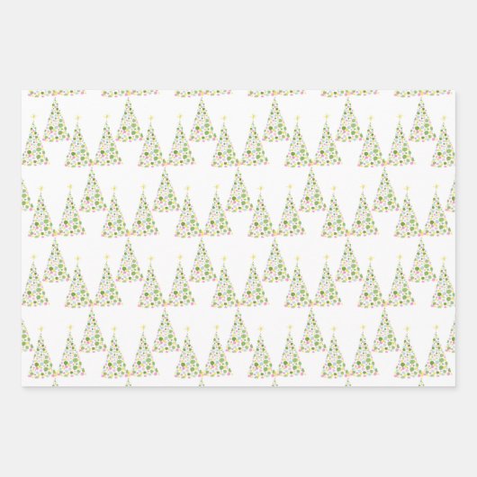 Polka Dot Waterverf kerstboom Inpakpapier Vel (Voorkant)